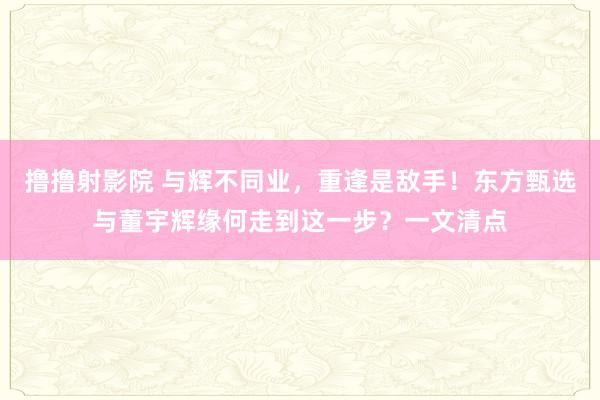 撸撸射影院 与辉不同业，重逢是敌手！东方甄选与董宇辉缘何走到这一步？一文清点