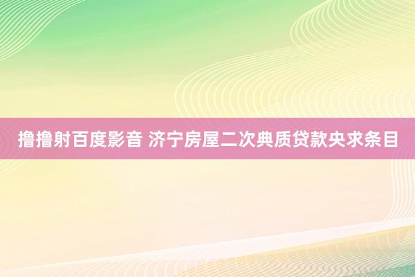 撸撸射百度影音 济宁房屋二次典质贷款央求条目