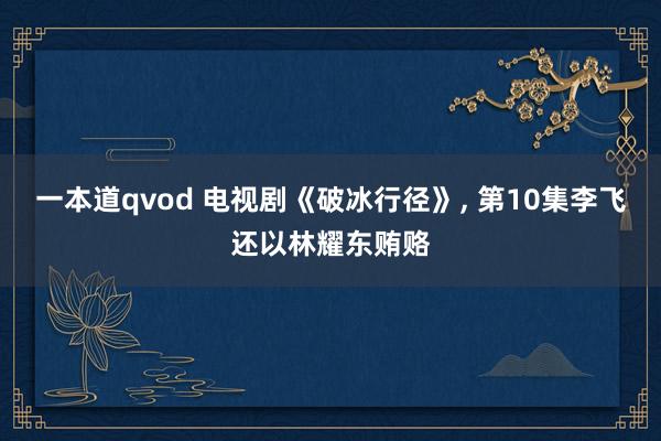 一本道qvod 电视剧《破冰行径》, 第10集李飞还以林耀东贿赂